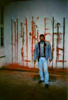 zankov in front of his brilliant results. kapelica gallery, Ljubliana. slovenija, 1997